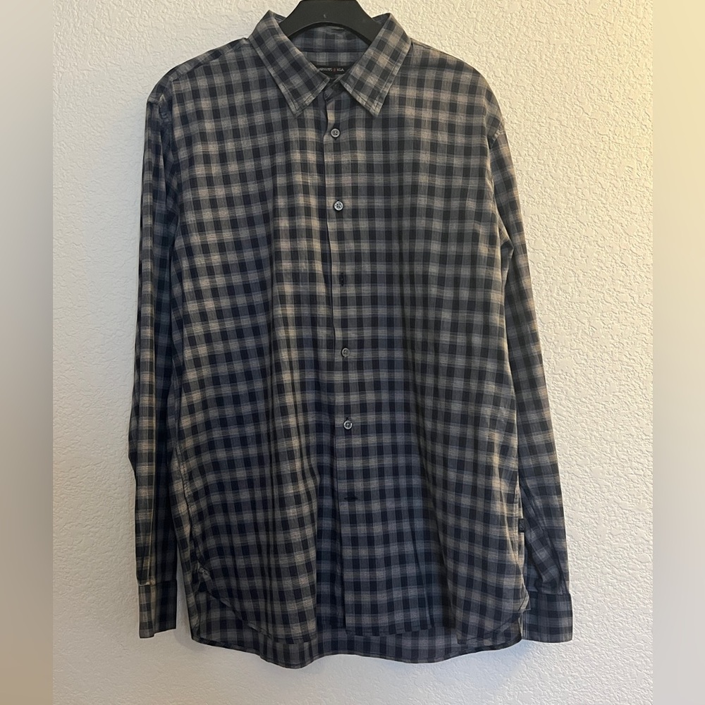 John Varvatos USA Mens Plaid Long Sleeve Shirt Size X-LARGE.